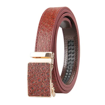 

New Fashion Women Casual Belt Automatic Buckle Brand Leather Belt For Girl Flower Point Decorative Female Waistband Straps