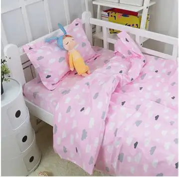 

With Filling cloud Bed Sheet Cartoon Cotton Baby Crib Sets Baby Bedding Set Blanket unpick and wash,Duvet /Sheet/Pillow