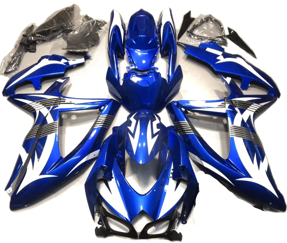 Комплект обтекателей Hey-ABS для Suzuki GSXR600 GSXR750 2008 2009 2010 синие белые Обтекатели K8 08 09 10