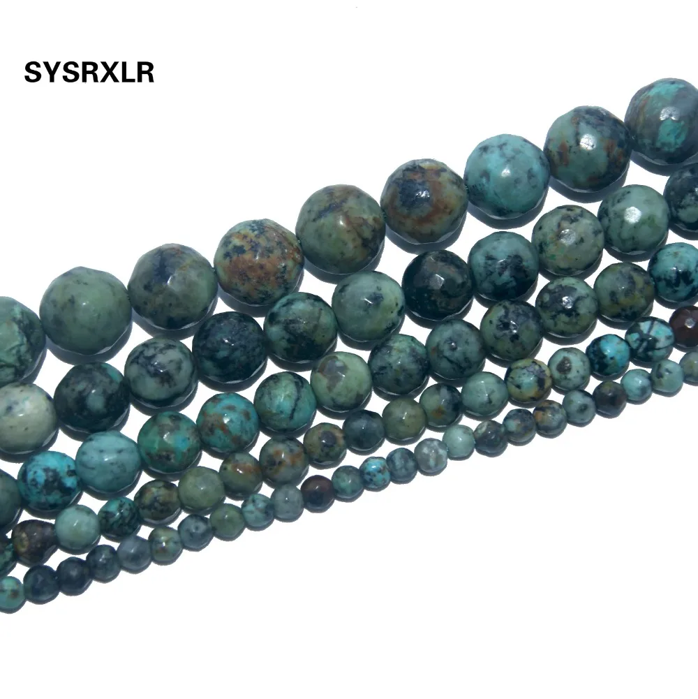 

Free Shipping Faceted Natural Stone African Turquoises Beads For Jewelry Making DIY Bracelet Necklace 4/6/8/10/12 MM Strand