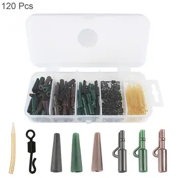 

120pcs Carp Fishing Accessory Kit Including Quick Change Swivels Anti-tangle Sleeves Lead Safety Clips with Fishing Tackle Box