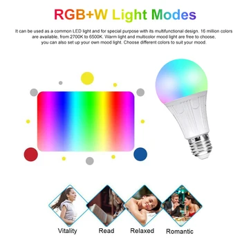 

Smart WIFI LED Bulb RGB+W LED Bulb Dimmable Light Phone Remote Control Group Control Compatible with Alexa Google Home Bulb
