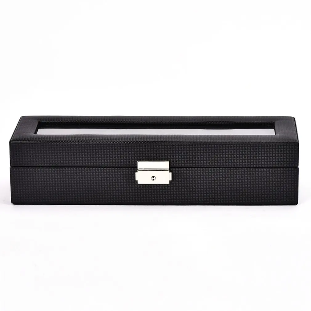 Luxury 6/10/12 Grids Watch Box Carbon Fibre Pattern Watch Storage Display Slot Case Storage Organizer Holder Container 2019