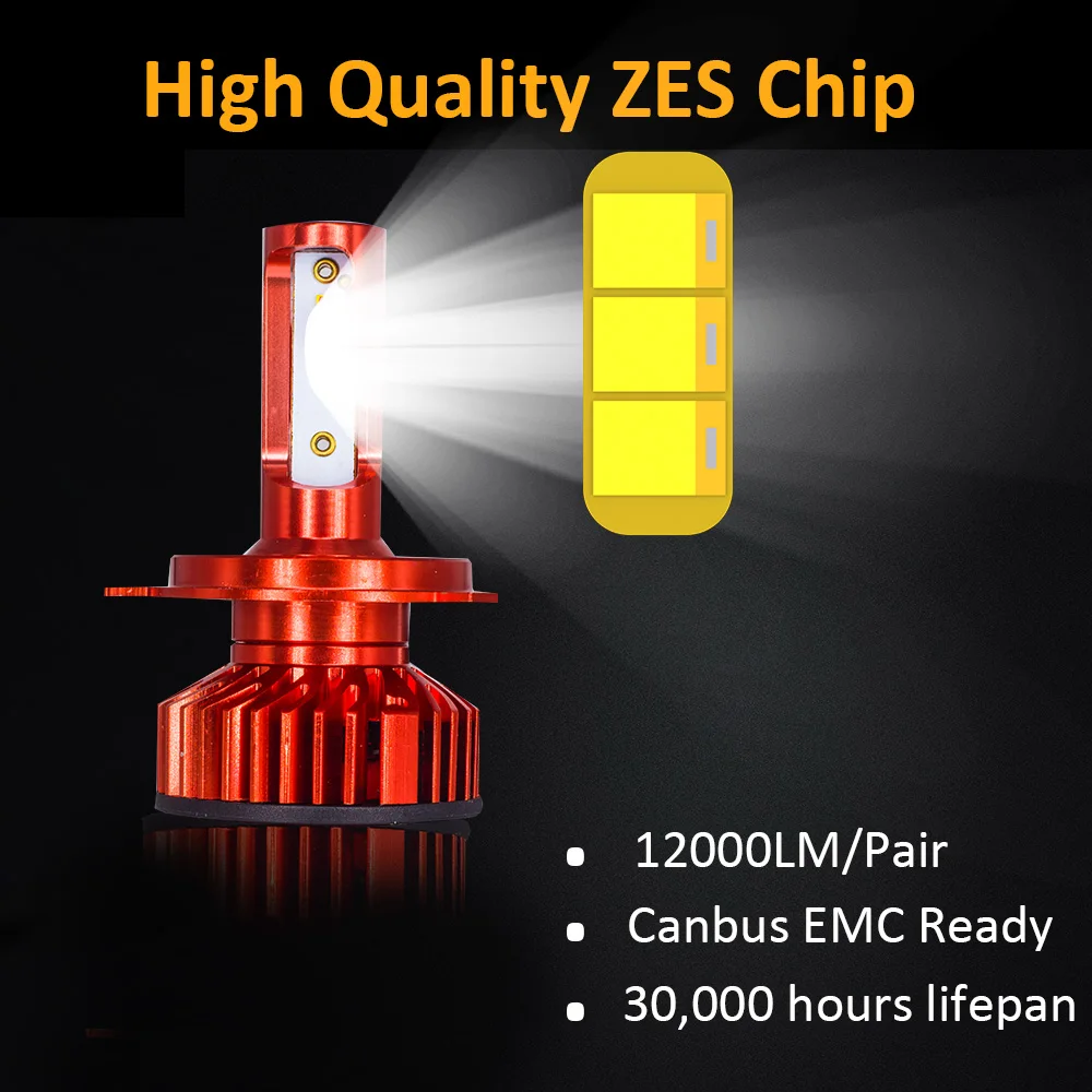 YHKOMS Автомобильные фары H4 Hi/Lo луч LED H1 880 881 H7 H8 H9 H11 9005/HB3 9006/HB4 80 Вт 12000LM 6000K