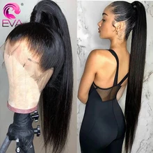 Eva волосы предварительно выщипанные полностью кружевные человеческие волосы парики с детскими волосами прямые бесклеевые полностью кружевные парики отбеленные узлы бразильские волосы remy