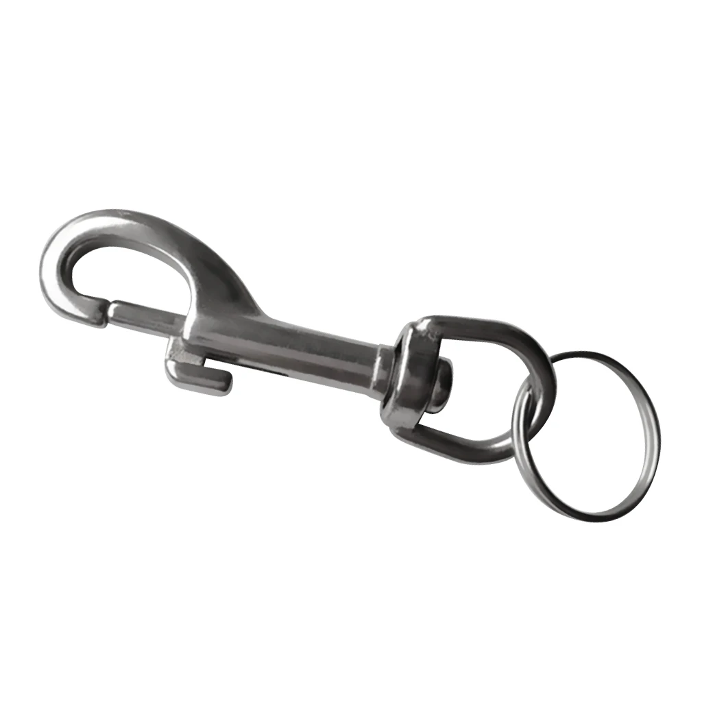Scuba Diving Dive Diver 316 Stainless Steel Single Ended Bolt Snap Hook Clip with Key Holder Keyring