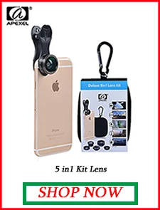 Apexel мобильный телефон двойной объектив камеры комплект профессиональный Рыбий глаз объектив широкоугольный Макро зум линзы указано для iPhone 7 8 плюс объектив