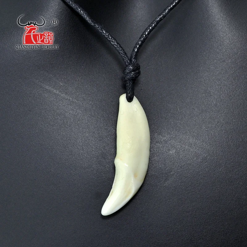 Men's Necklace Woman's Bone Pendant Tibetan Amulet Fangs Real Natural Tooth Vintage Silver Wolf Tooth Charm White Brown Ecru Men's Necklace Woman's Bone Pendant Tibetan Amulet Fangs Real Natural Tooth Vintage Silver Wolf Tooth Charm White Brown Ecru