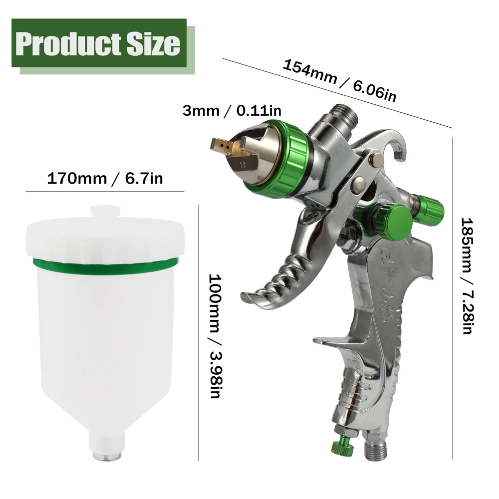 Набор аэрографа HVLP, машина для распыления краски, набор аэрографа из нержавеющей стали, 1,4 мм, 1,7 мм, 2,0 мм, насадка для нанесения краски