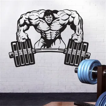 

Gym Wall Sticker Fitness Crossfit Barbell Muscle Decal Body-building Posters Wall Decals Parede Decor Gym Sticker