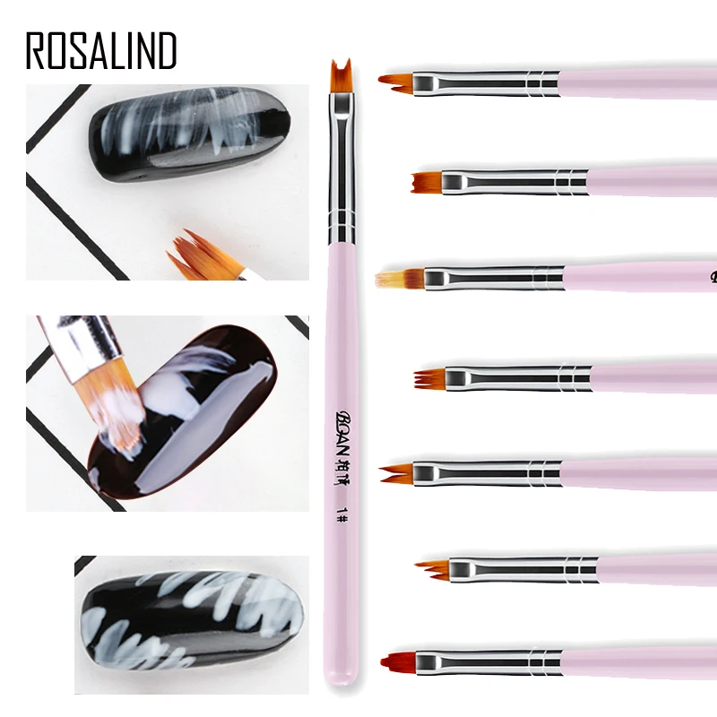 ROSALIND 1PCS 8 Pattern Optional Nail Gel Brushes Flower Drawing