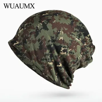 

Wuaumx Spring Autumn Beanies For Women Ring Scarf Multifunction Camouflage Skullies Beanies Hat For Men ponytail beanie bonnet