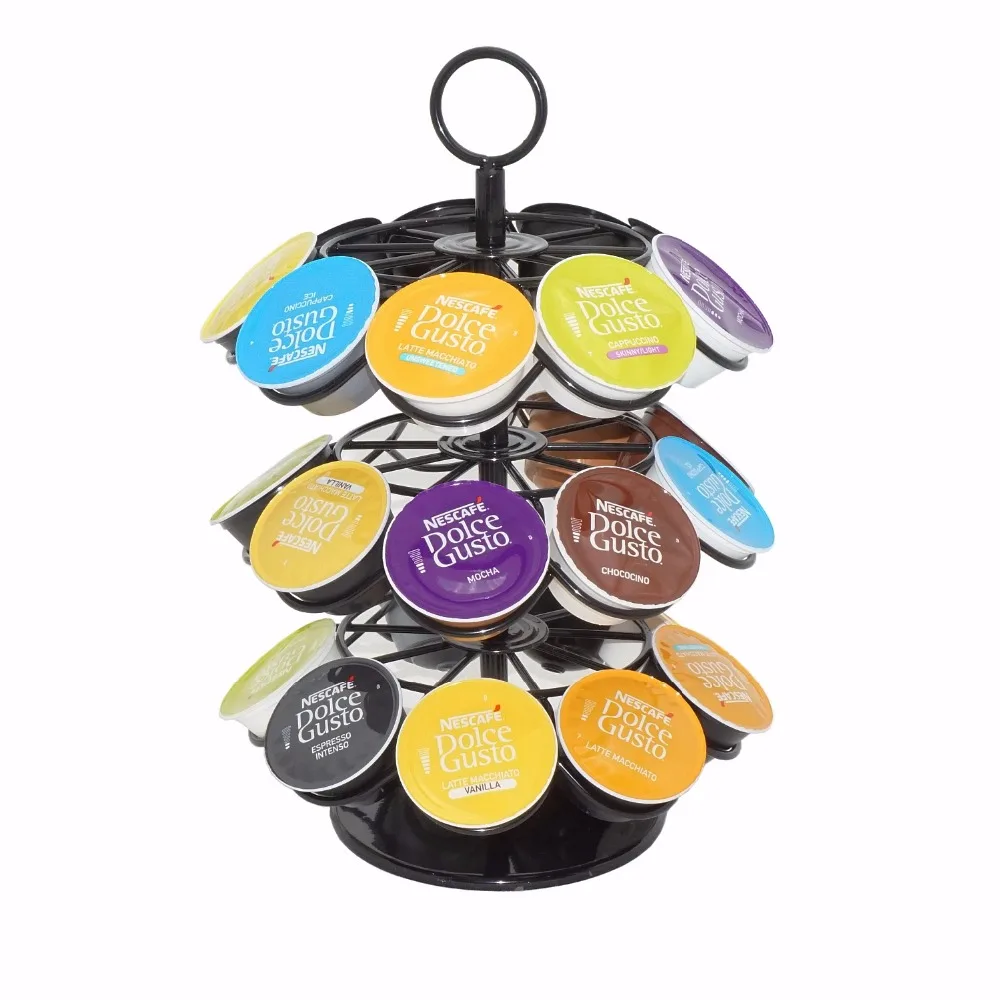 Removable Coffee Pod Holder 360 Degree Rotating Rack Coffee Capsule Storage Organizer for 27pcs
