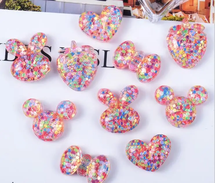 

Colorful love,bowknot, accessories Cartoon cute princess Resin Flatback Cabochon for DIY Craft Scrapbooking phone decoration