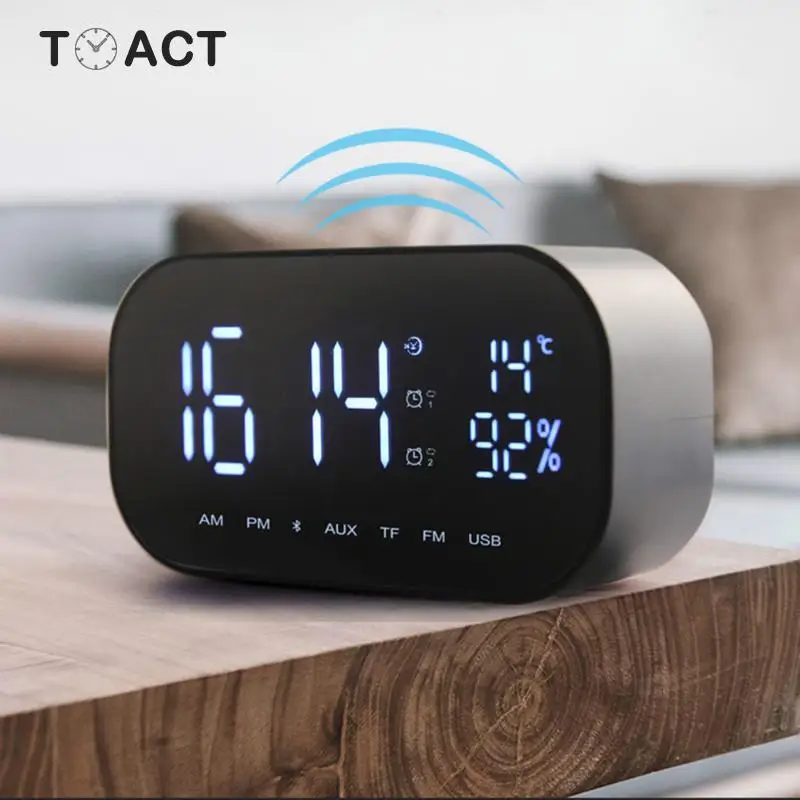 

Electronic Alarm Clocks FM Radio Clock Support Temperature LCD Display Wireless Stereo Subwoofer Music Player Bluetooth Speaker