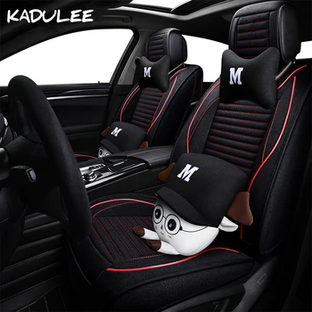 

KADULEE flax auto car seat covers For mazda 3 6 ford peugeot 207 407 skoda opel citroen c3 c4 c5 c6 car accessories car-styilng
