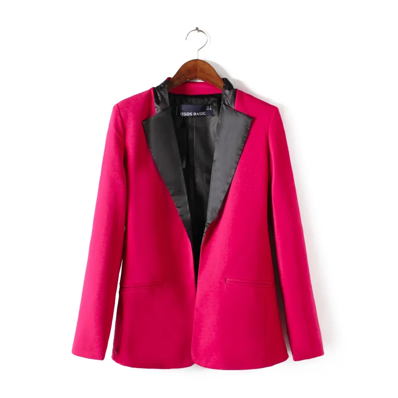 

One-piece Suits Women Blazer Ladies Jackets Autumn Patchwork Blazer Office Lady Outwear Coats Rose Femme Office Suit WWT27182