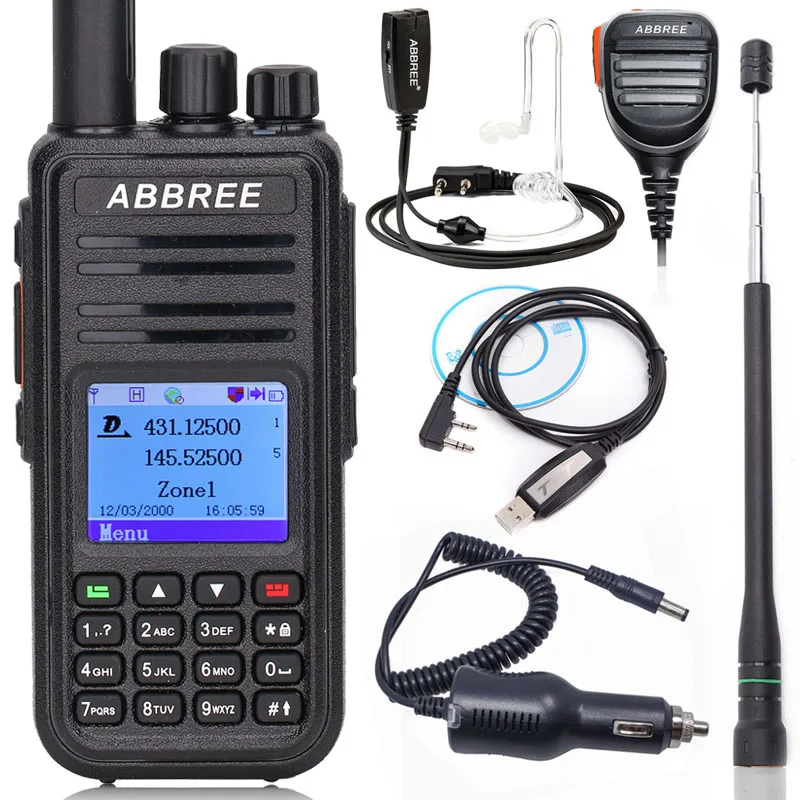 ABBREE DMR AR-UV380(gps) Иди и болтай Walkie Talkie VHF Любительская рация двойного диапазона Dual Time slot уровня 2 Цифровой/аналоговый радио TYT MD-380 MD-390 MD-UV380 - Цвет: With GPS add 5 acc