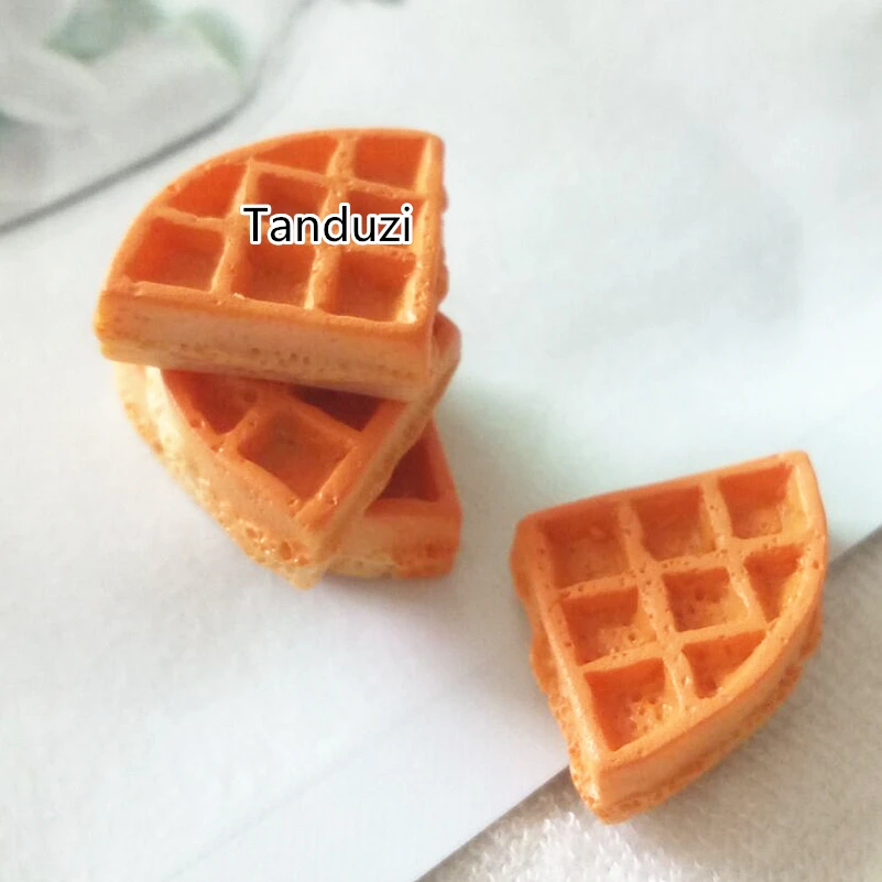 Tanduzi 100 шт. оптовая продажа Kawaii имитация еды 1/4 вафельные с плоской обратной