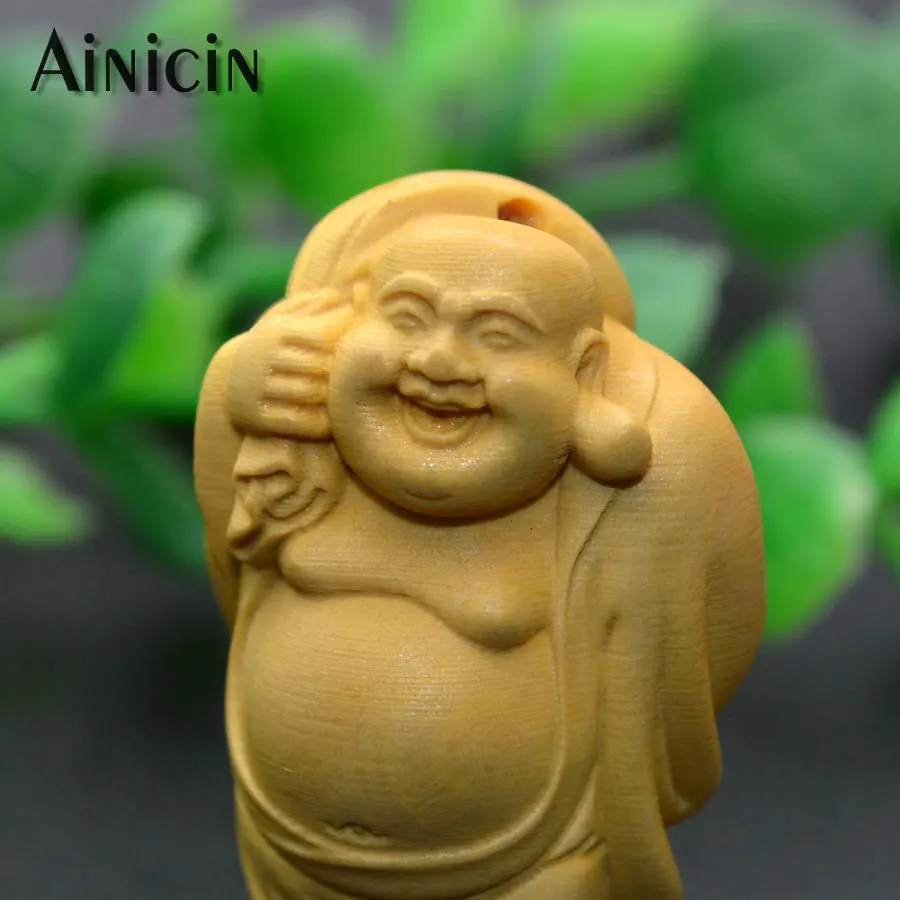 

Boxwood Carving Cloth Bag Monk Laughing Buddha Pendants Buddhist Crafts 24x40mm Figure Figurine Decor