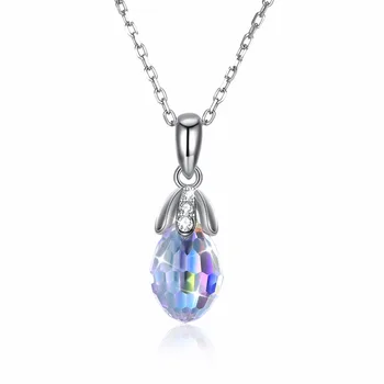 

100% Swarovsk Crystal Citrine 925 Sterling Silver Jewelry Chain Necklace S925 sterling silver drop crystal pendant necklace love