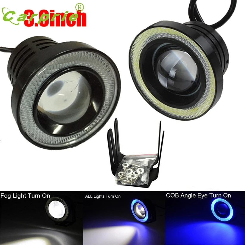 car styling 3.0Inch Car Fog Light COB LED Projector Halo Ring Driving