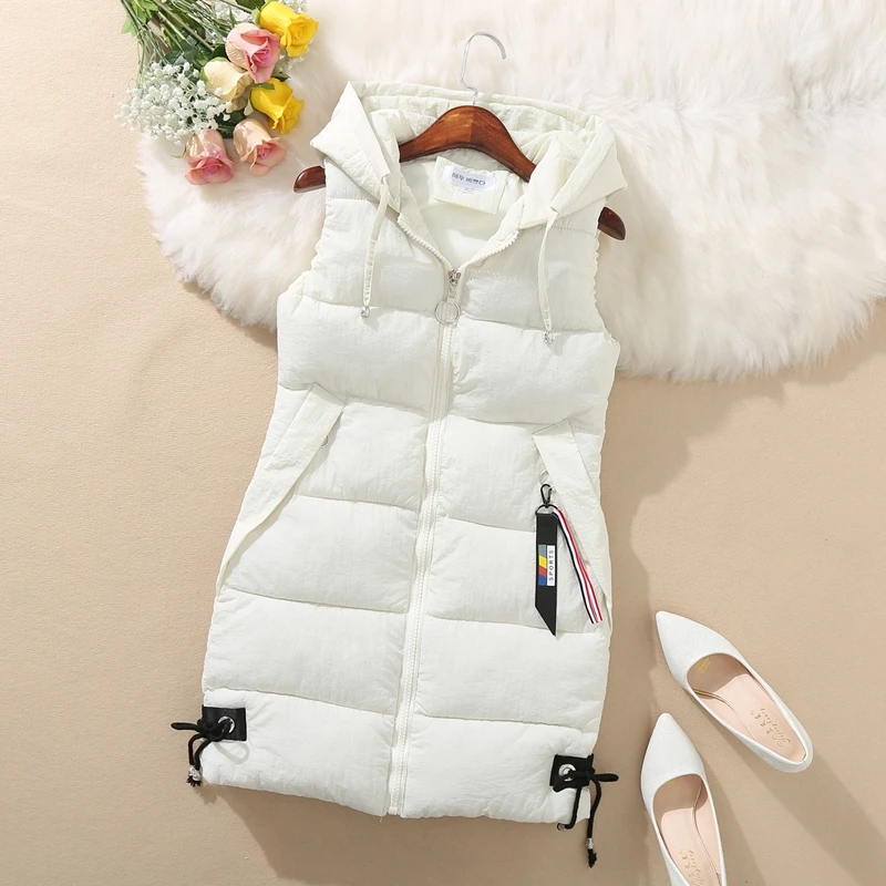 

3 XL Plus size Women Vest Winter Jacket Pocket Hooded Coat Warm Casual Cotton Padded Vest female Slim Sleeveless Waistcoat 2019