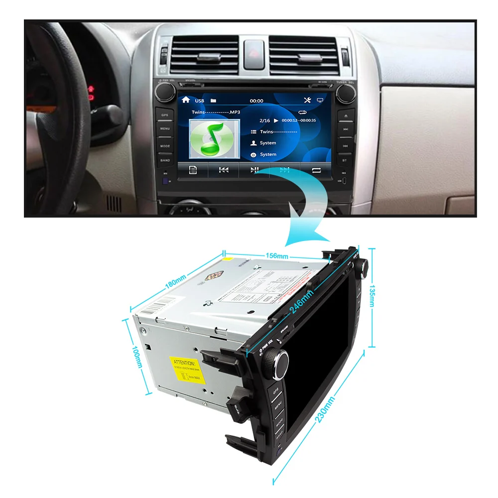 Автомобильный dvd плеер Eunavi 2 din для Toyota Corolla 2007 2008 2009 2010 2011 2din 8 дюймов стерео с GPS