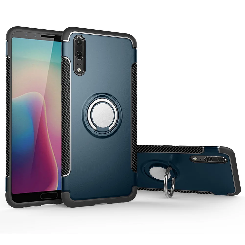 Для huawei P20 чехол Роскошный Гибридный Силиконовый PC прочный Броня с металлическим