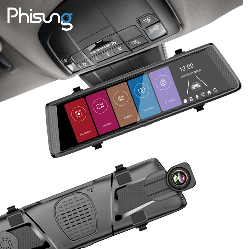 Phisung F900 10 Full Mirror Touch Dual Lens FHD 1080P Car DVR 1 1 split view