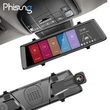 Phisung F900 10 “Toque Espejo Lente Dual FHD 1080 P Coche DVR completo 1:1 vista dividida unidad grabadora de espejo retrovisor con cámara de automóviles