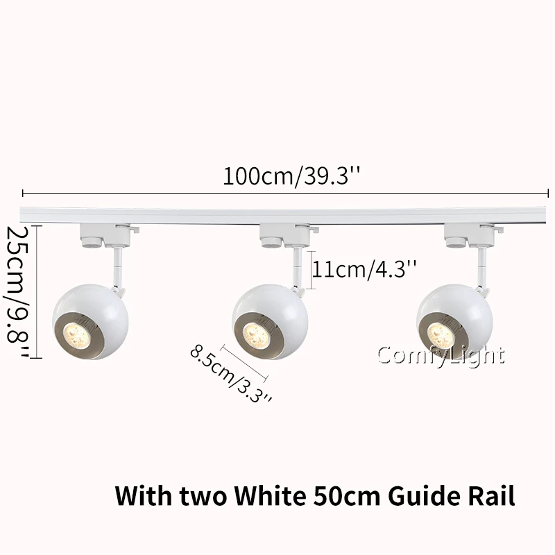 Светодиодный Трековый светильник, регулируемый рельсовый светильник, Точечный светильник для выставочного центра/магазина одежды, витрины, выставочного зала, офиса, потолочные рельсовые точечные лампы - Испускаемый цвет: 3 Heads White