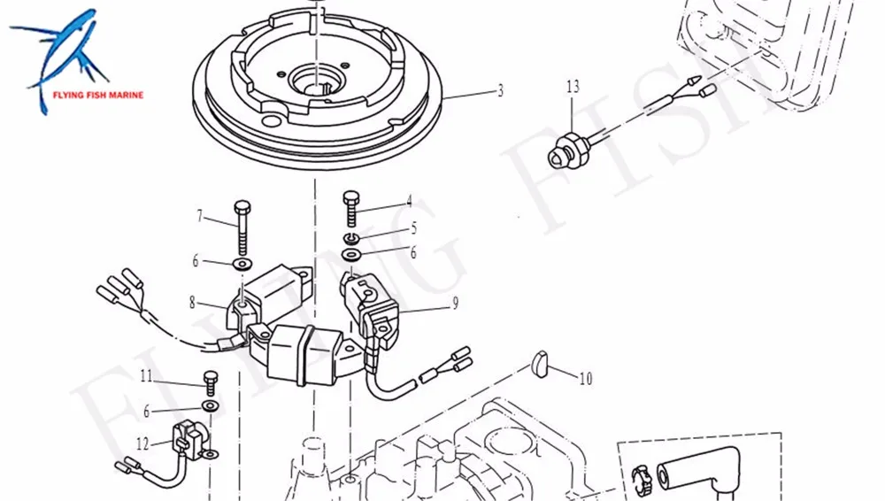 66M-85520-00 катушка заряда для Yamaha 9.9HP 15HP T9.9 F9.9 F15 подвесной двигатель