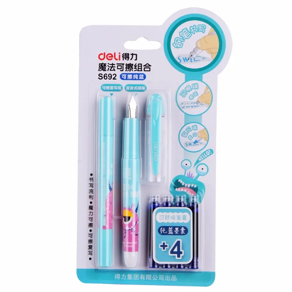 

Deli Candy Color Calligraphy Fountain Pen Blue Ink Set Copy Erasable Pen Writing Student Stationery Store School Office Supplies