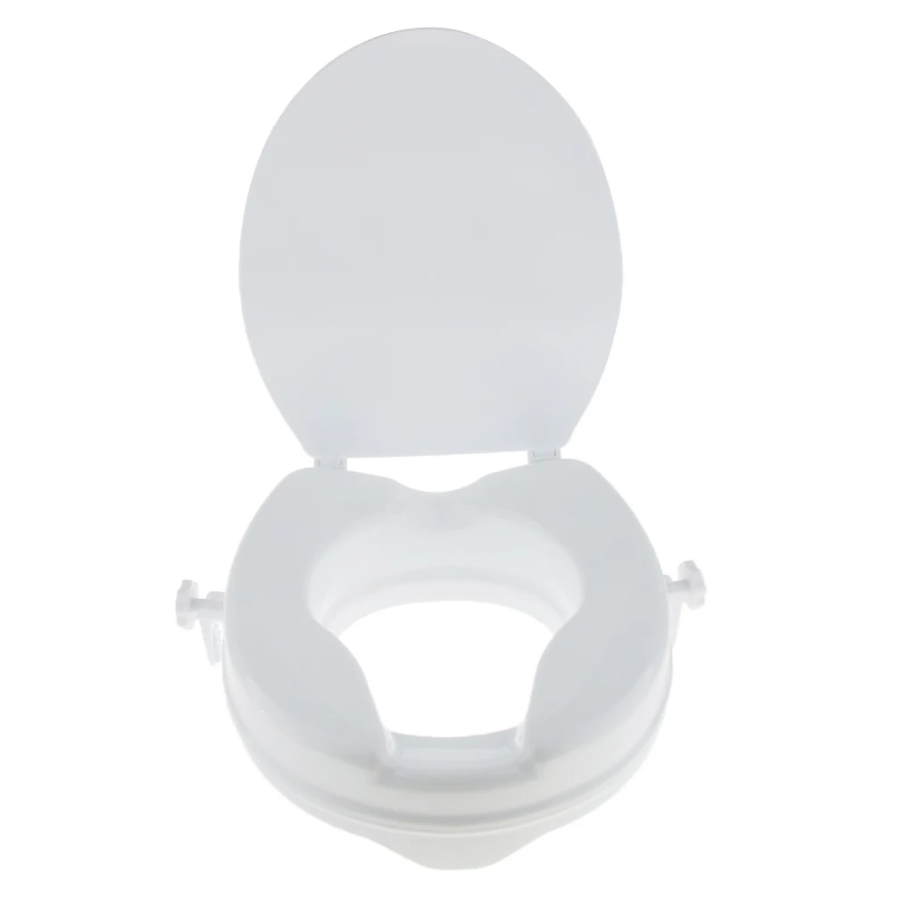 Durable Toilet Seat Riser Raised Safety Chair Extender Seat + Lid for 2 inch