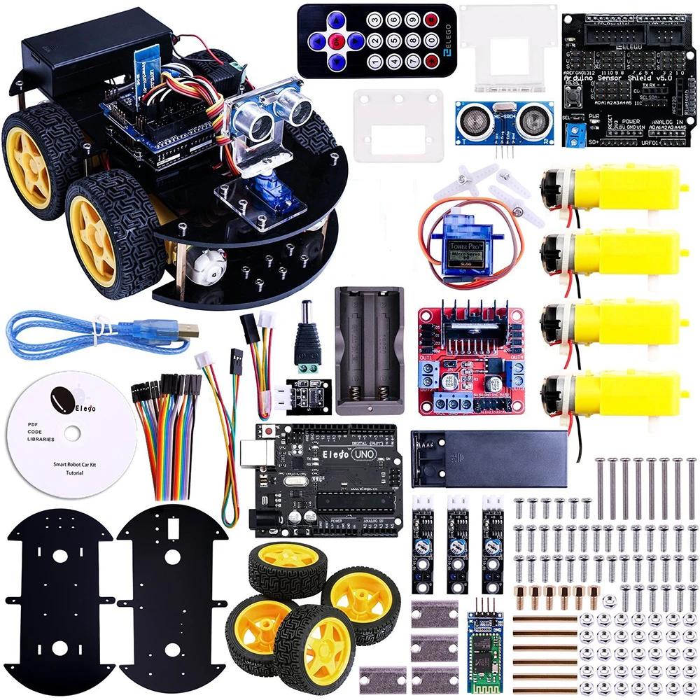 Multi-function 4WD Robot Car Kits Ultrasonic Module UNO R3 MEGA328P Robot Car FOR ARDUINO KIT 