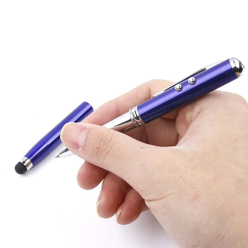 1 шт. 4 в 1 шариковая ручка белого и синего цвета Совместимый лазерный указатель светодиодный стилус для сенсорного экрана для iPhone Ipad samsung портативный