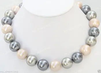 

Hot sale new Style >>>>> Huge Genuine 20MM Multi-Color South Sea Shell Pearl Round Beaded Necklace