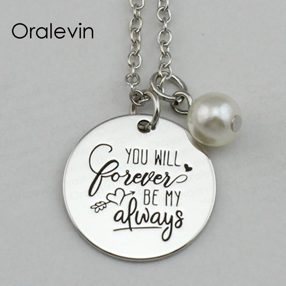 Stainless Steel Disc You will Forever be my Always Custom Year Stainless Steel Heart Bead Charm