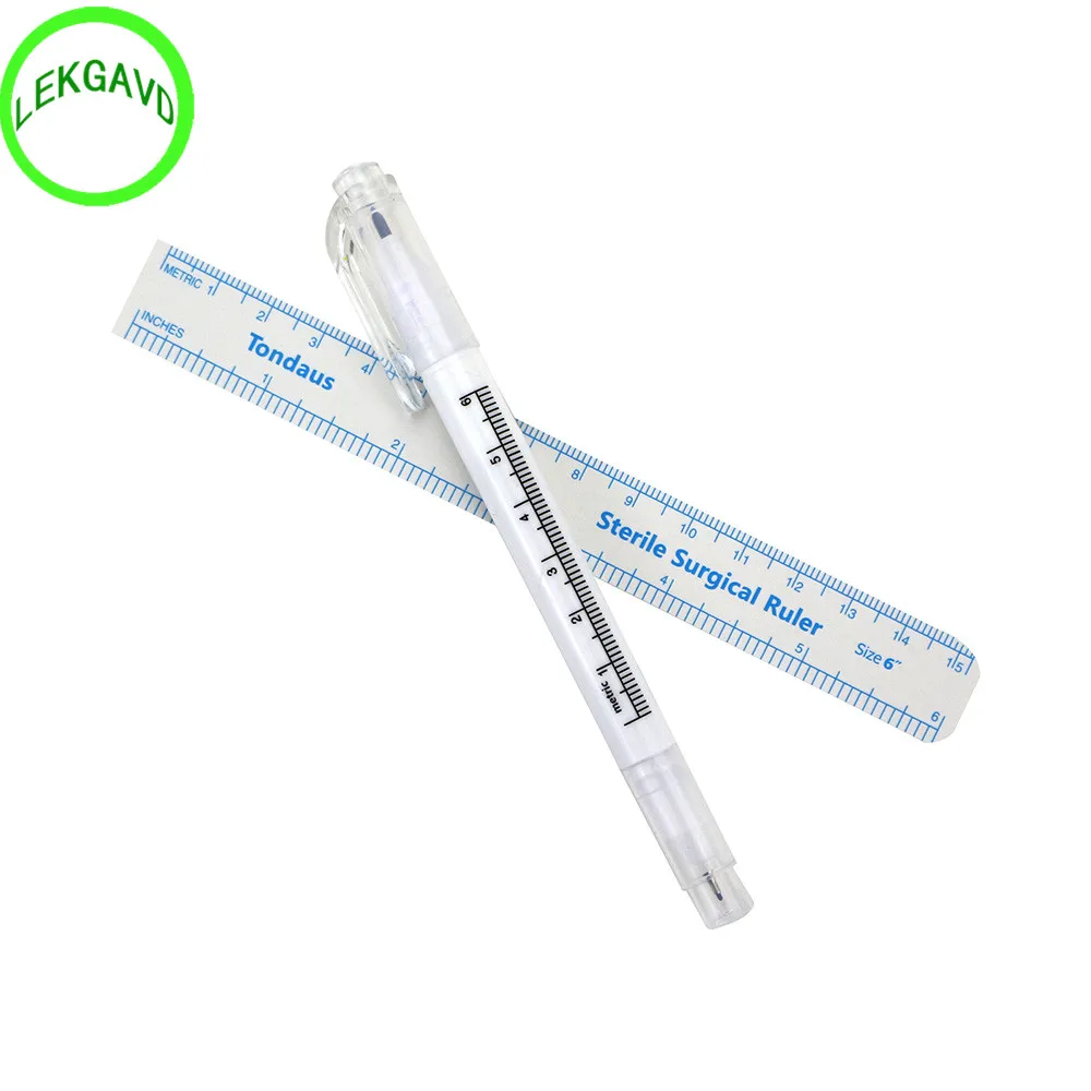 

Double Head White Surgical Skin Measuring Marker Eyebrow Tattoo Measure Ruler Disposable Positioning Acupuncture Point Pen