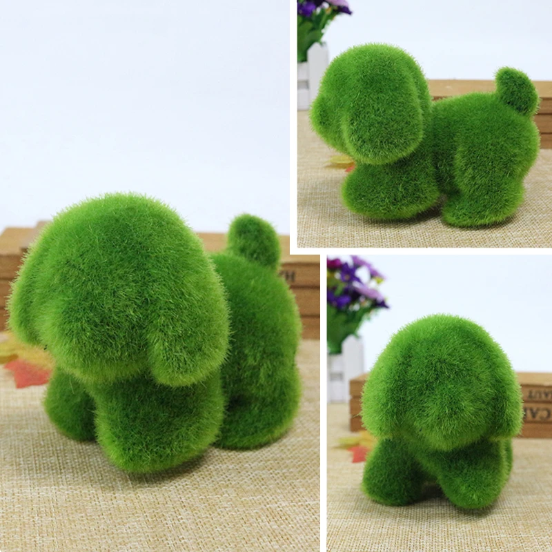 JAROWN Artificial Green Flocking Grass Plush Small Animal Simulation Fake Animal Home Decor Cute Gift Storefront Window Display (25)
