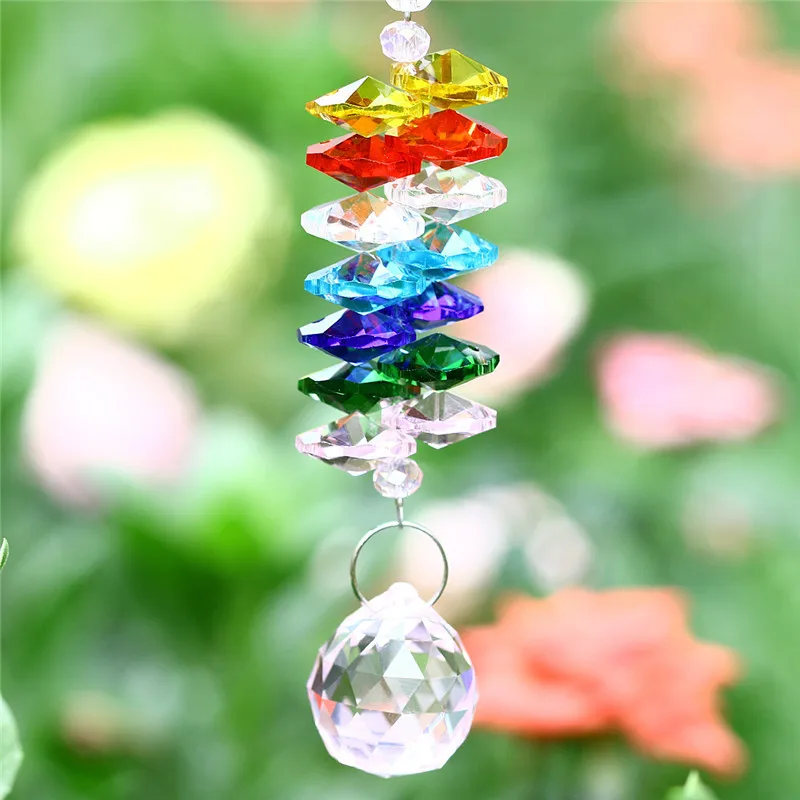20mm Pink Glass Crystal Ball Colorful Octagonal Suncatcher Pendants Accessories Crystal Prisms Chandelier Parts Wedding Decor (6)