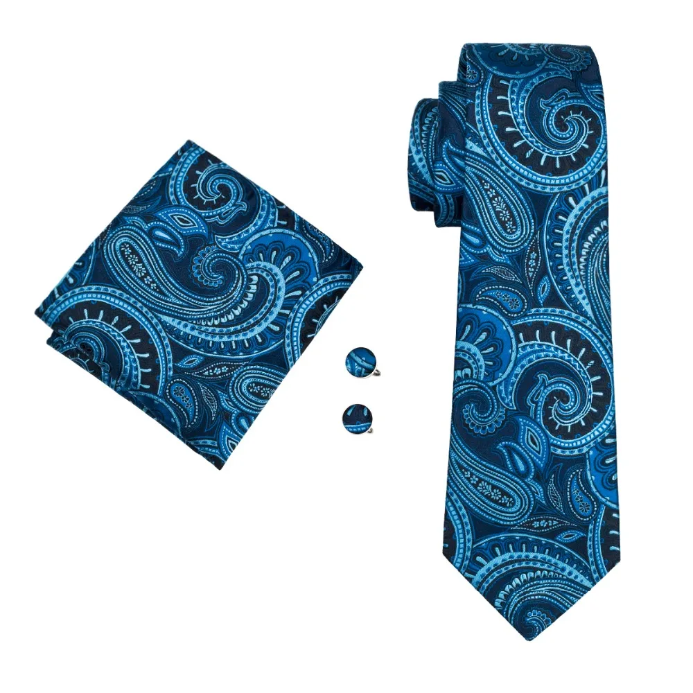 Dibangu Новое поступление Для мужчин s 8,5 см модные синие черные галстуки Пейсли галстук для свадьбы для Для мужчин формальные Бизнес костюм
