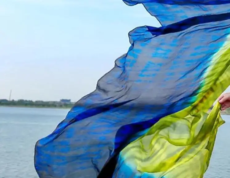 

250*114cm Silk Veils For Belly Dance Costume Accessory Dancer Hand Throw Scarf Performance Props Tid Dye Colorful Free Shipping