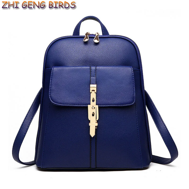 ZHI GENG BIRDS Women Leather Backpacks Casual Backpack for Students Girl Mochilas School Back bags Ladies