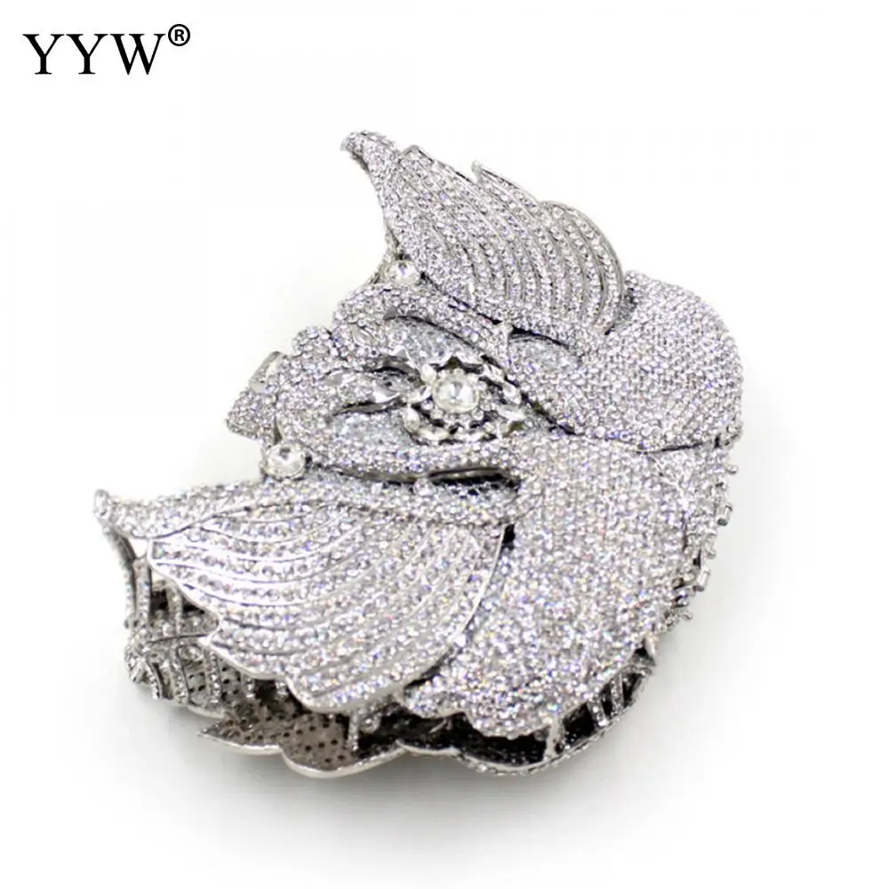 

Luxury Silver Girl Clutch Bag Swan Shape Crystal Women Wedding Party Purse Rhinestone Night Evening Bag Prom Banquet Bags
