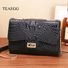 TEAEGG Женская коровья кожа аллигатора тисненая сумка леди Натуральная кожа Сумка через плечо женская сумка на одно плечо