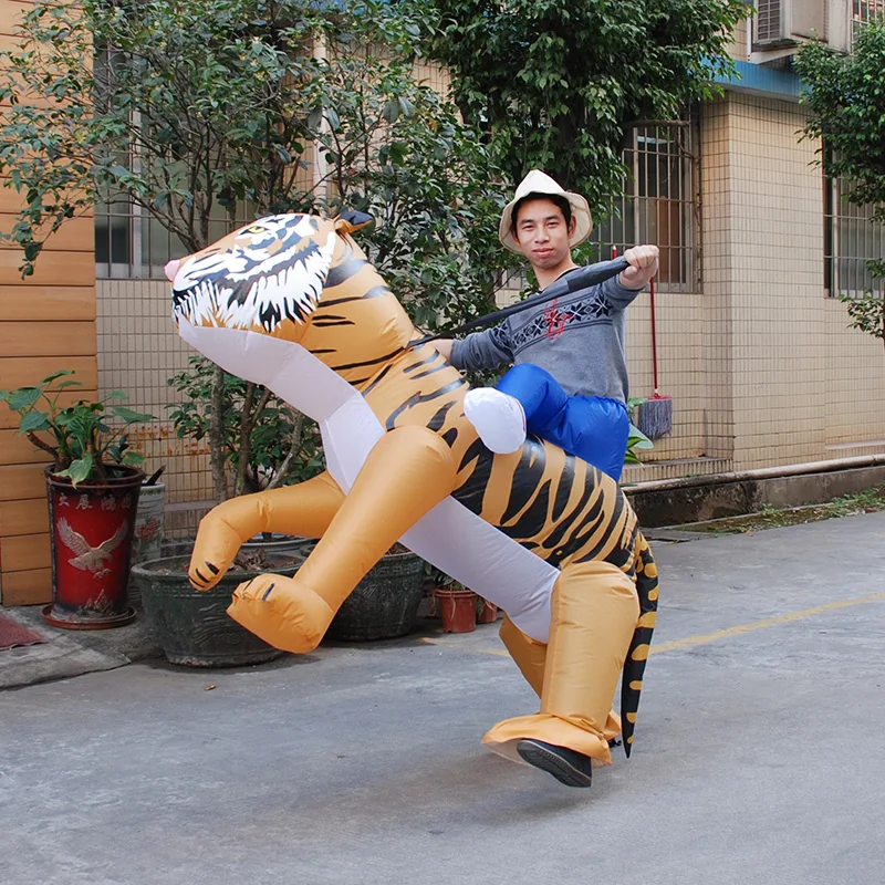 

Tiger Inflatable Cosplay Costumes Ride on Animal Novelty Toys Fancy Dress Up Halloween Christmas Carnival Party Clothing Unisex