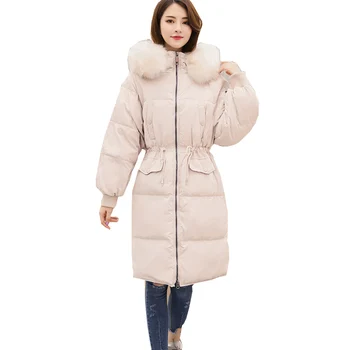 

add new Real fur collar super Winter Down Coat Jacket Woman Warm Oversize Long Down Jackets Loose Hooded Coat Solid Snow Jackets