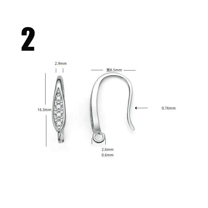 1 пара, 925 пробы, серебро, AAA, циркон, проложили серьги, крючки, мульти дизайн, необычные, для женщин, для ушей, проволока, застежки, сделай сам, ювелирное изделие - Цвет: 2
